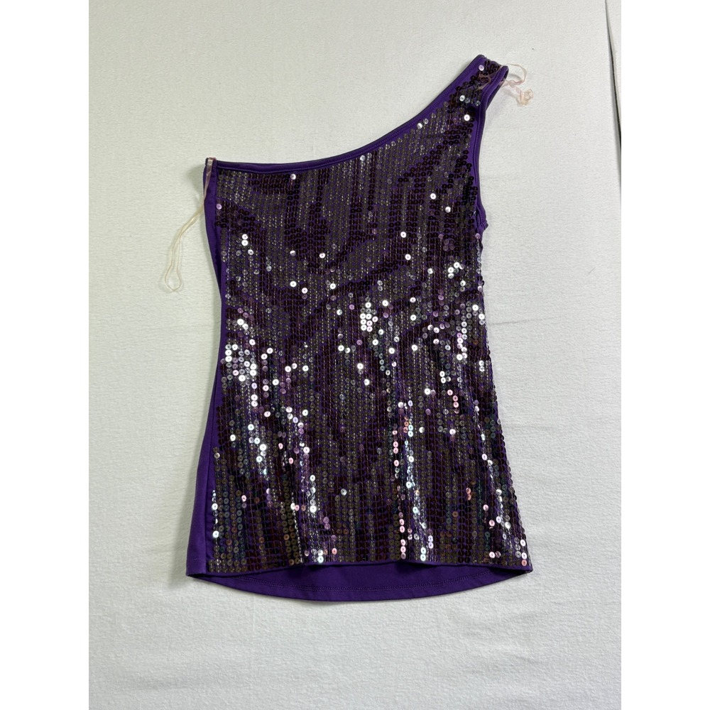 Almost Famous Purple Sequin One Shoulder Tank Top Womens Medium